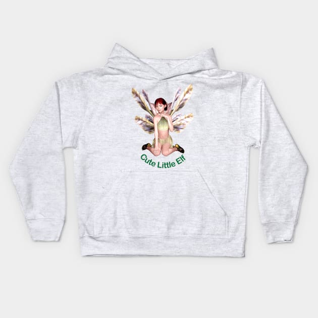 Cute little elf fairy faerie girl butterfly wings happy Kids Hoodie by Fantasyart123